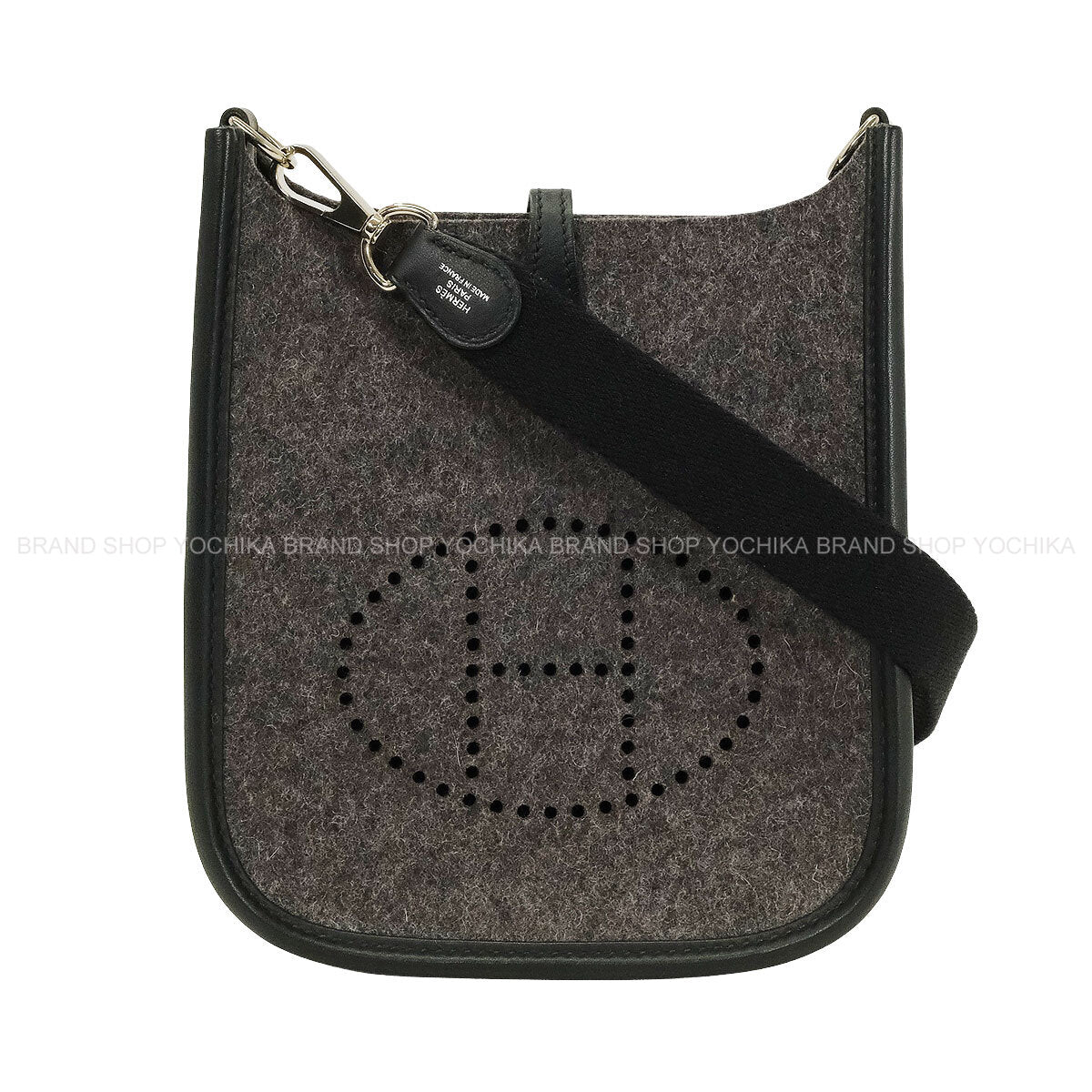 HERMES Shoulder bag Evelyne 16 TPM Noir (Black)Gris Moyen Veau Swift/Feutre(Felt) Silver HW Stamp U[EXCELLENT][Authentic]