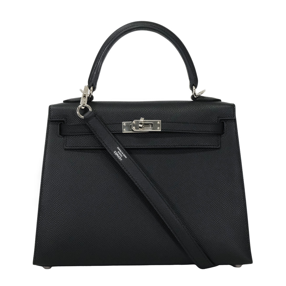 [Pre-loved] HERMES Shoulder bag Kelly25 Sellier Noir (Black) Veau Epsom Silver HW Stamp K[LIKE NEW][Authentic]