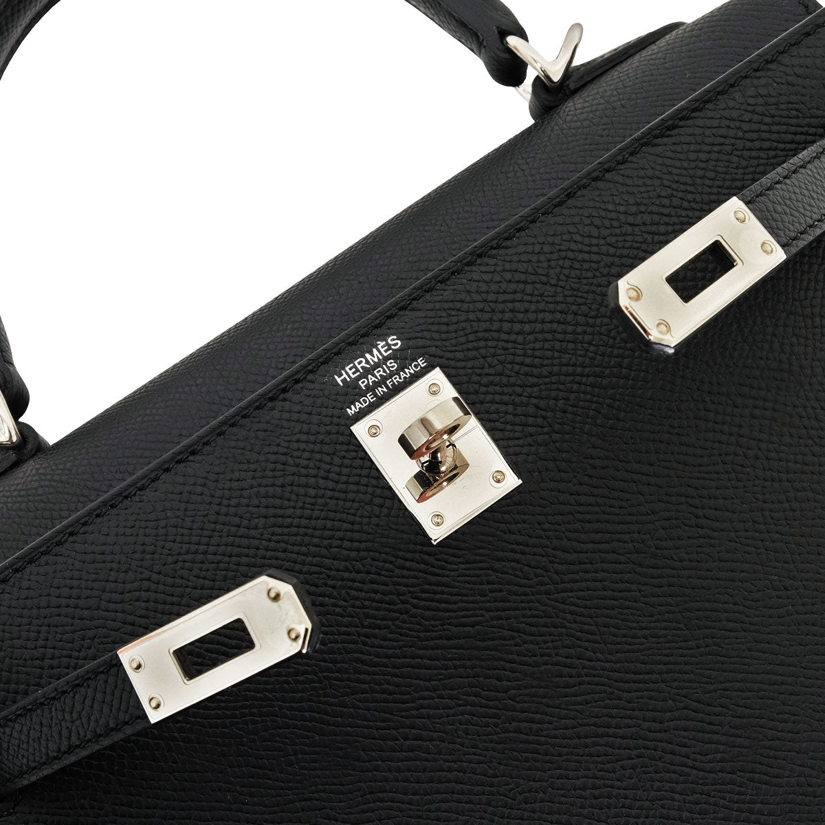 [Pre-loved] HERMES Shoulder bag Kelly25 Sellier Noir (Black) Veau Epsom Silver HW Stamp K[LIKE NEW][Authentic]