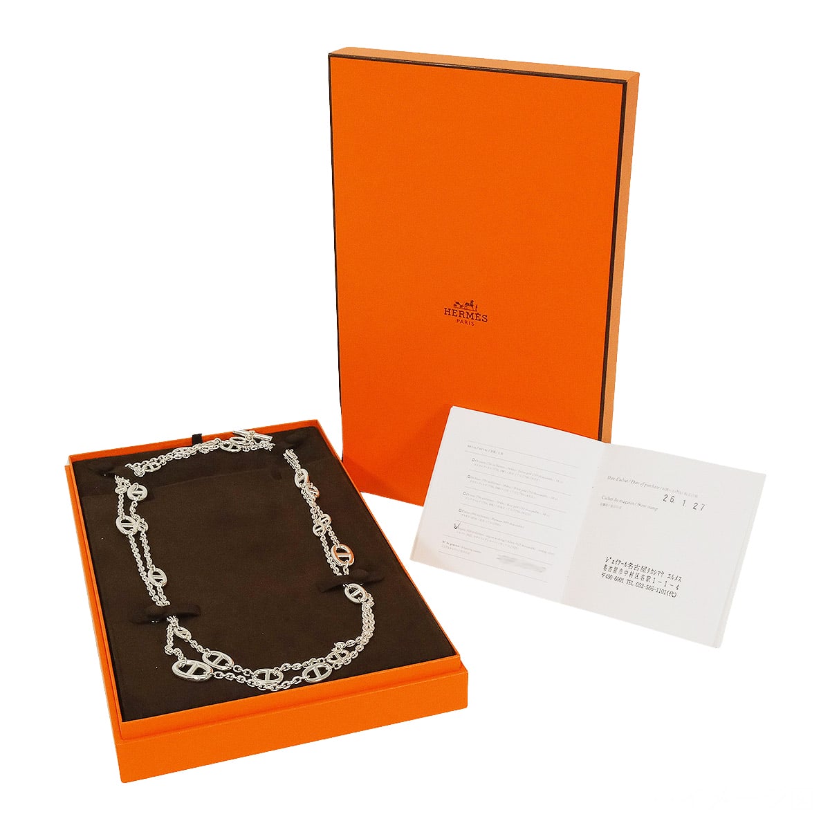 HERMES necklace Long Farandole Chaine d'Ancre 160 Silver Silver925 (SV925 Ag925)[EXCELLENT][Authentic]