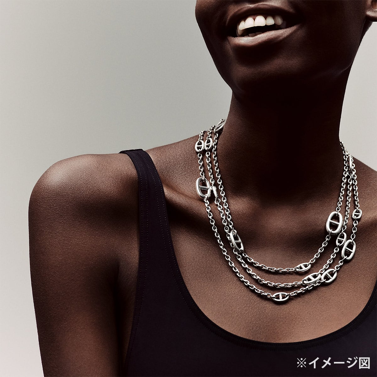 HERMES necklace Long Farandole Chaine d'Ancre 160 Silver Silver925 (SV925 Ag925)[EXCELLENT][Authentic]