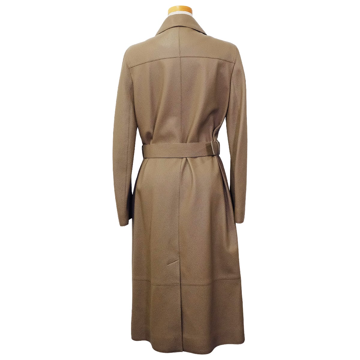 HERMES Trench coat Sellier Buttons Leather with Belt Grey/Etoupe Deerskin #38 Silver HW 3H1115D2[EXCELLENT][Authentic]