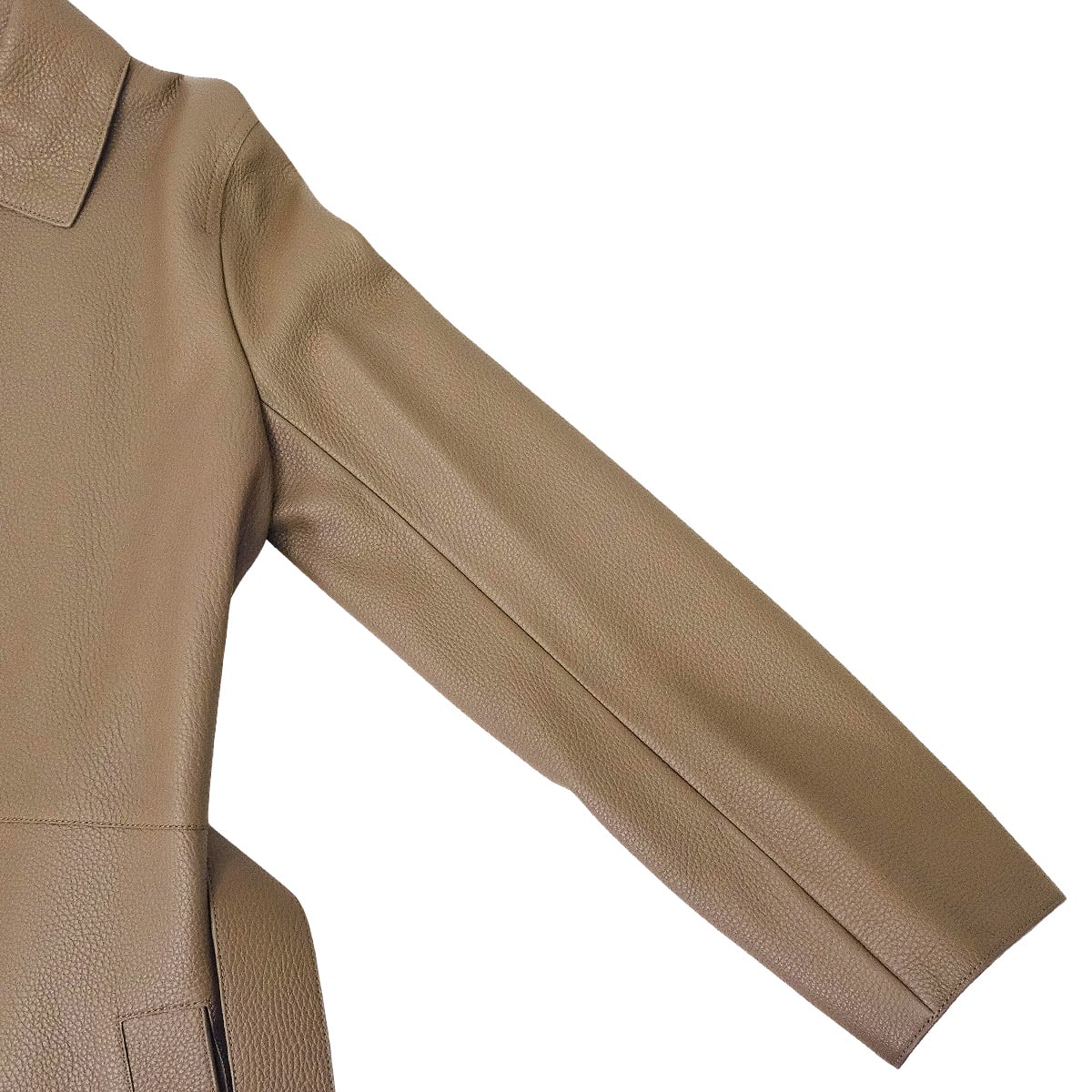 HERMES Trench coat Sellier Buttons Leather with Belt Grey/Etoupe Deerskin #38 Silver HW 3H1115D2[EXCELLENT][Authentic]