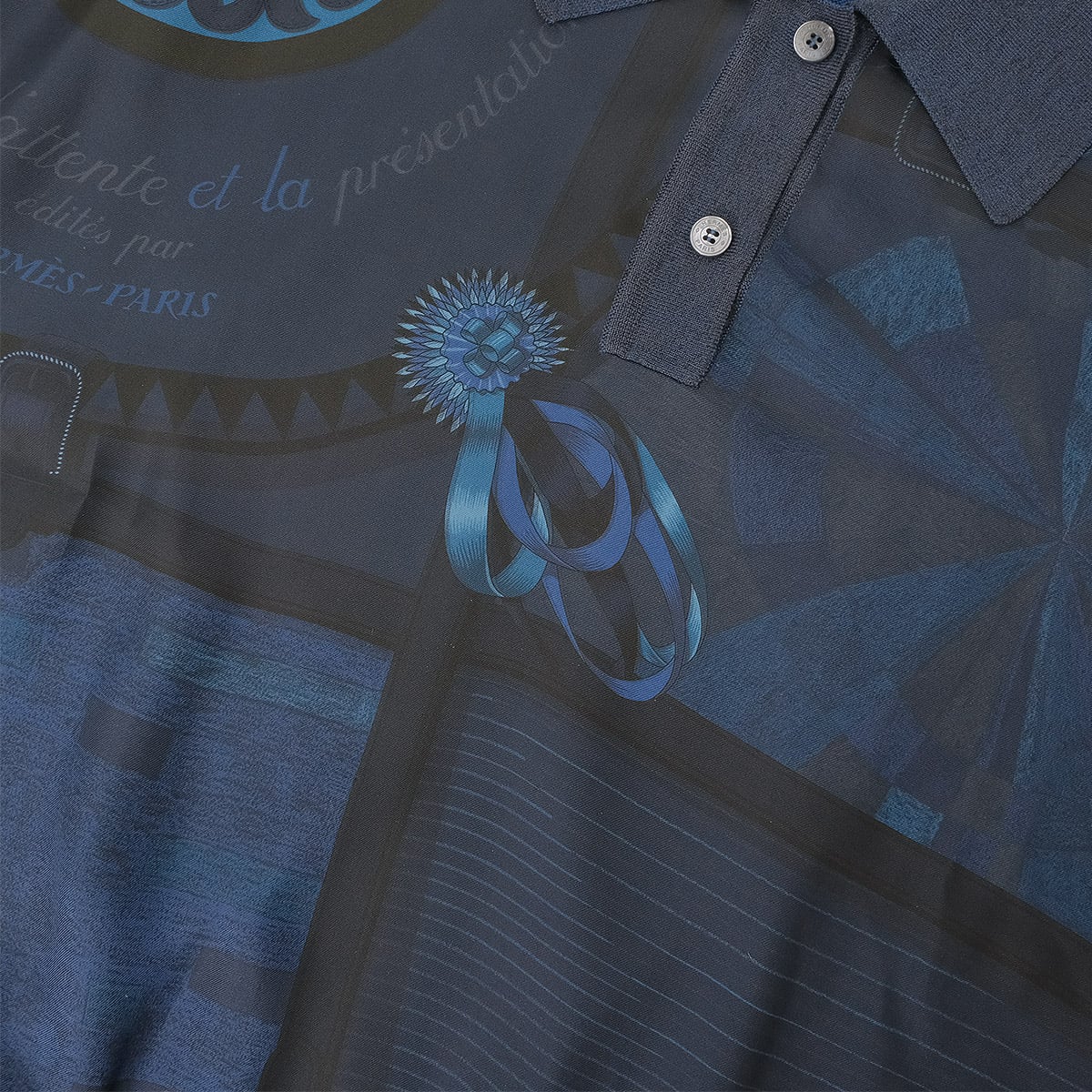 HERMES Knit Nosleeve Twillaine Coloriage du jour Bleu Encre Silk/Cotton/Nylon #38 5H2813DH[EXCELLENT][Authentic]