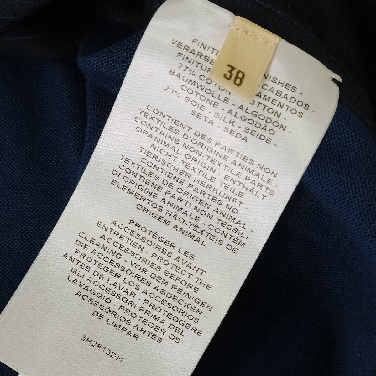 HERMES Knit Nosleeve Twillaine Coloriage du jour Bleu Encre Silk/Cotton/Nylon #38 5H2813DH[EXCELLENT][Authentic]