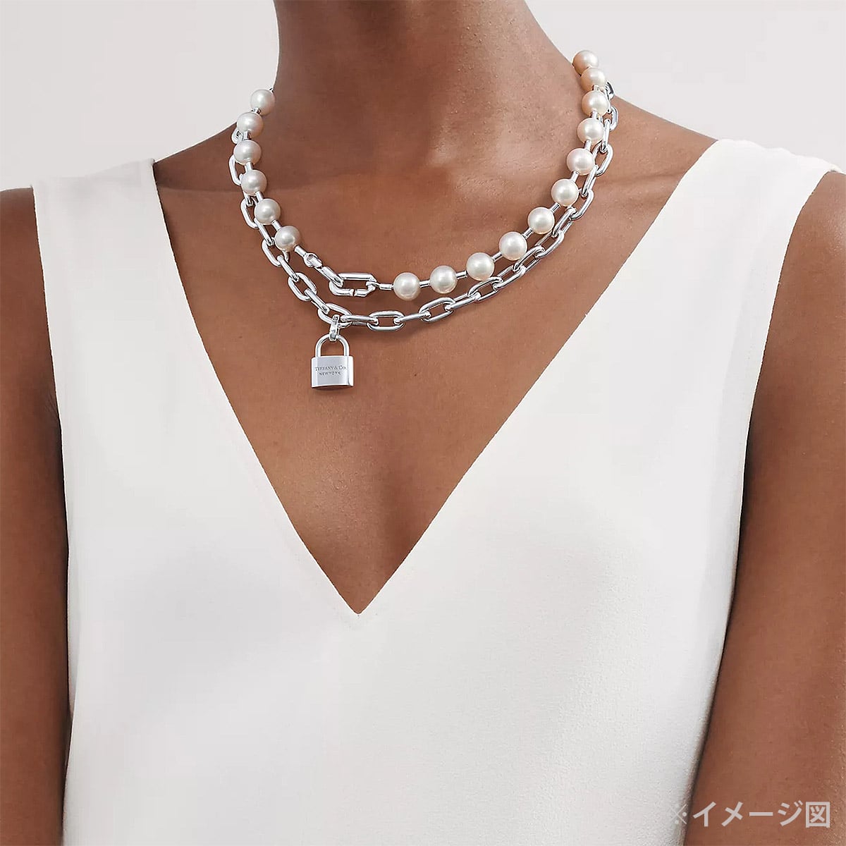 [Pre-loved] TIFFANY&Co. necklace Hardware Pearl Lock Silver Silver925 (SV925 Ag925)/Pearl 64047841[LIKE NEW][Authentic]