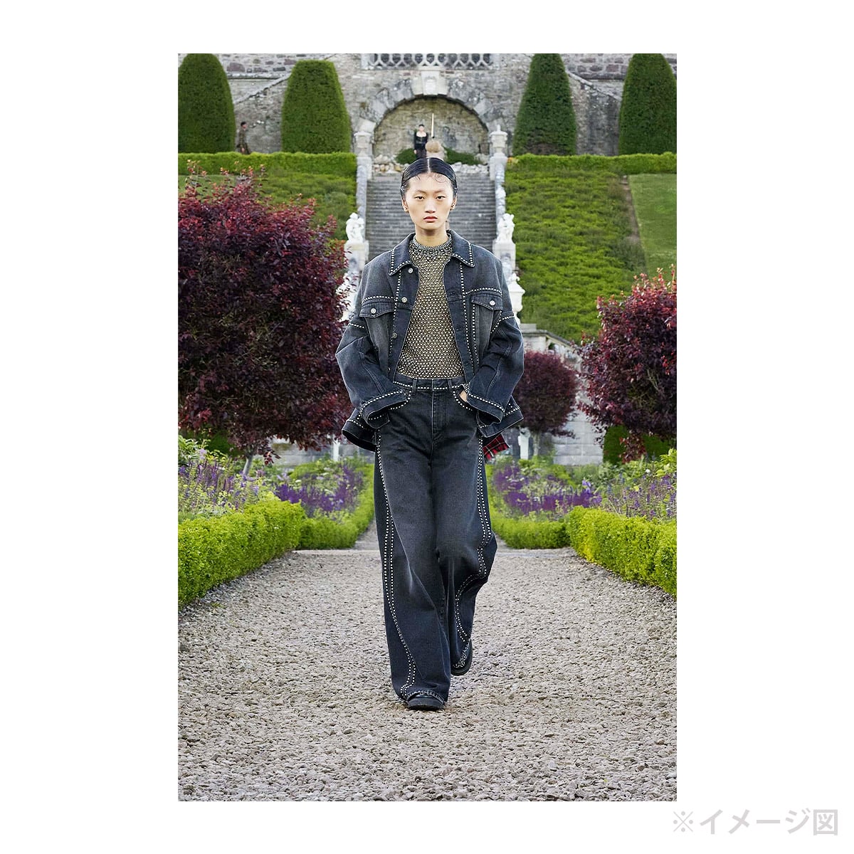 2025 Cruise Collection Dior Denim jacket Oversize Studs Grey Cotton #36 Silver HW 512V18A300D[EXCELLENT][Authentic]