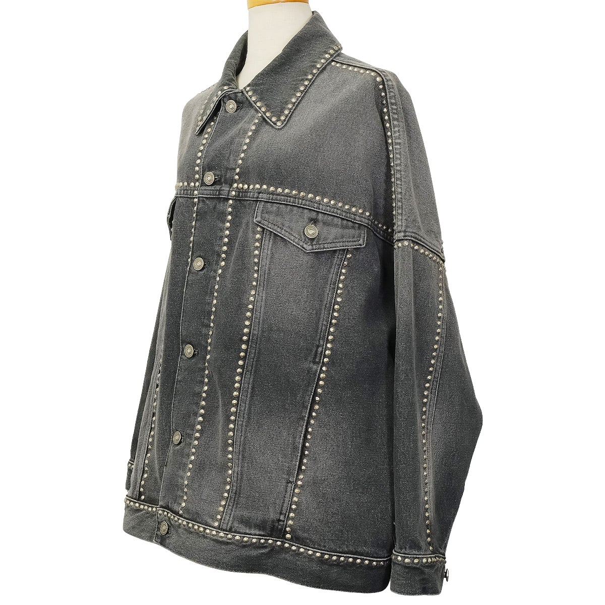 2025 Cruise Collection Dior Denim jacket Oversize Studs Grey Cotton #36 Silver HW 512V18A300D[EXCELLENT][Authentic]