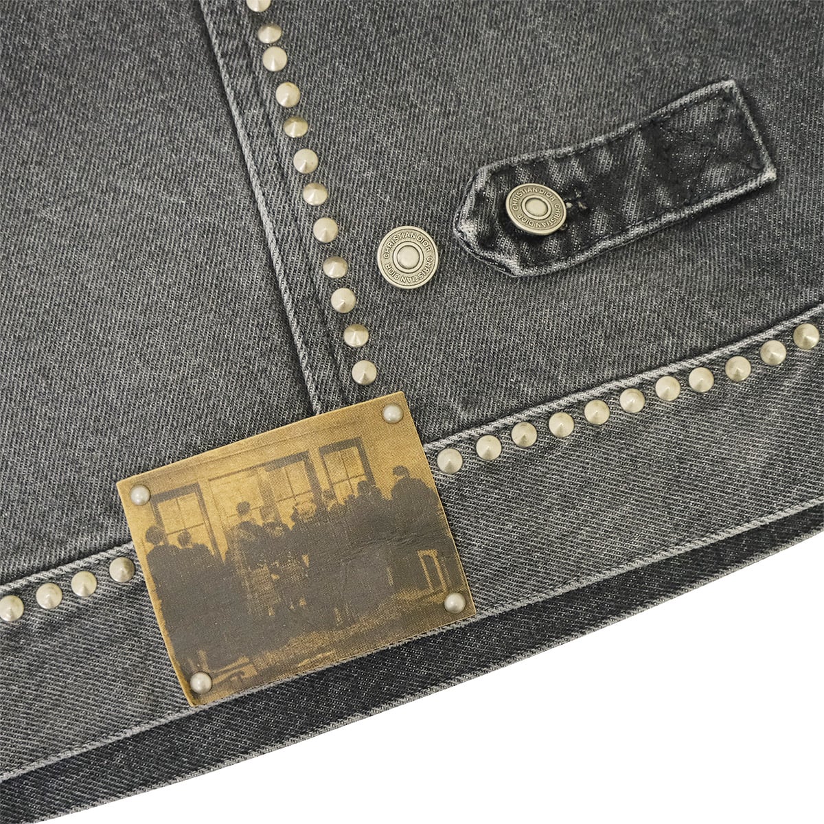 2025 Cruise Collection Dior Denim jacket Oversize Studs Grey Cotton #36 Silver HW 512V18A300D[EXCELLENT][Authentic]
