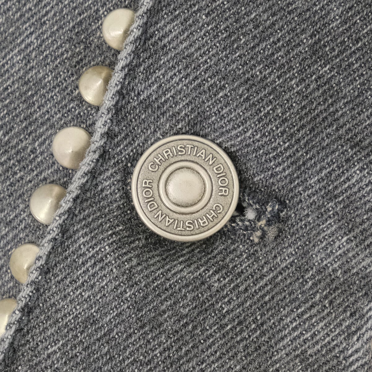 2025 Cruise Collection Dior Denim jacket Oversize Studs Grey Cotton #36 Silver HW 512V18A300D[EXCELLENT][Authentic]