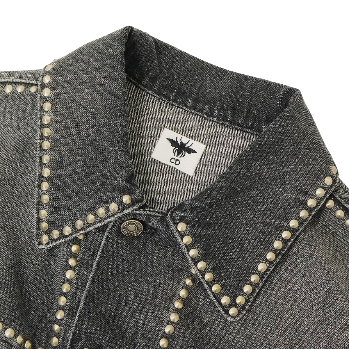 2025 Cruise Collection Dior Denim jacket Oversize Studs Grey Cotton #36 Silver HW 512V18A300D[EXCELLENT][Authentic]