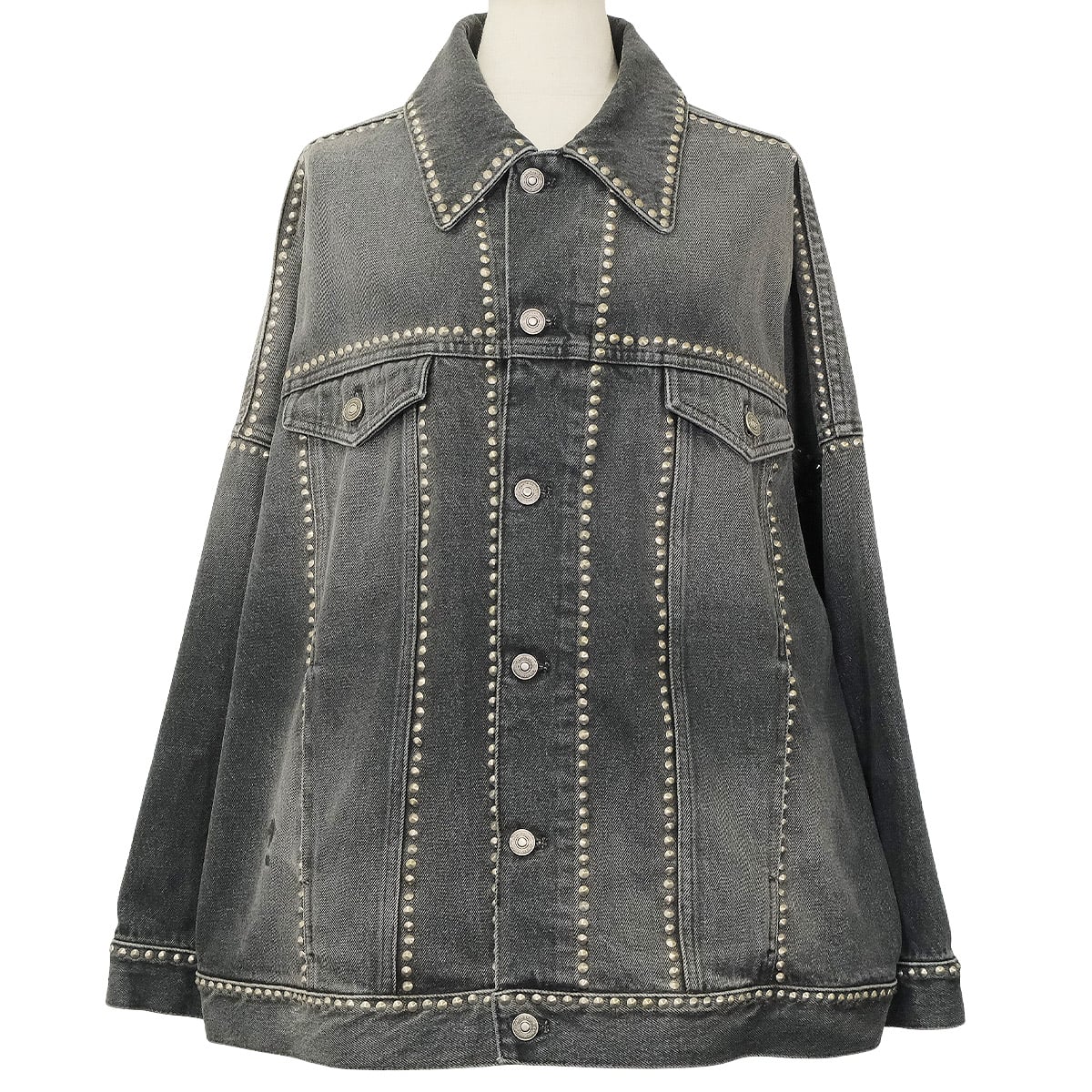 2025 Cruise Collection Dior Denim jacket Oversize Studs Grey Cotton #36 Silver HW 512V18A300D[EXCELLENT][Authentic]