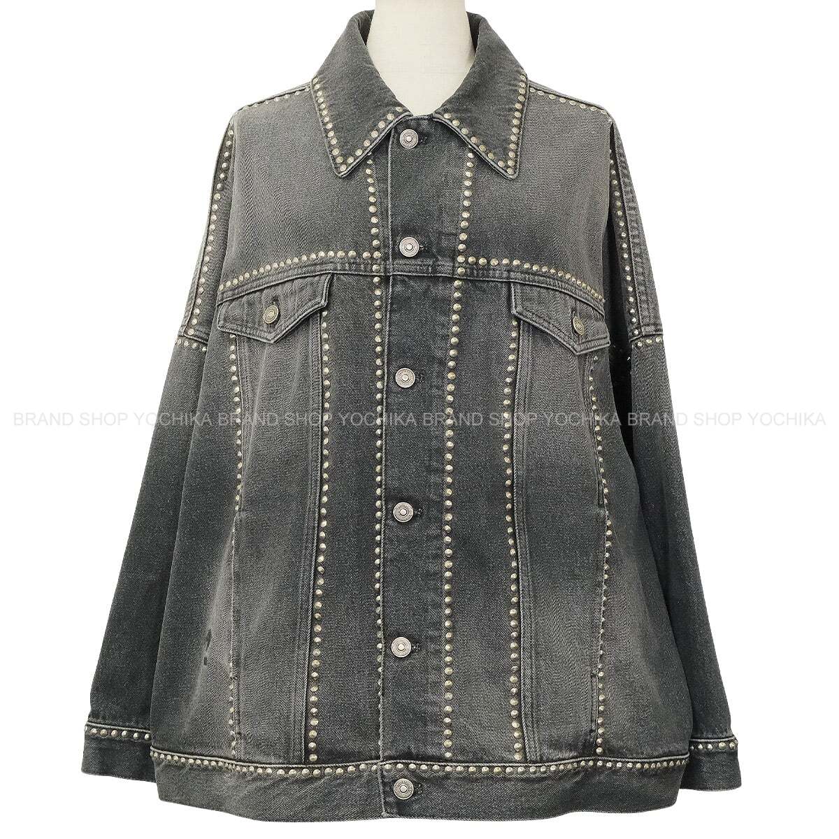 2025 Cruise Collection Dior Denim jacket Oversize Studs Grey Cotton #36 Silver HW 512V18A300D[EXCELLENT][Authentic]