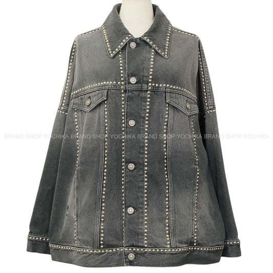 2025 Cruise Collection Dior Denim jacket Oversize Studs Grey Cotton #36 Silver HW 512V18A300D[EXCELLENT][Authentic]