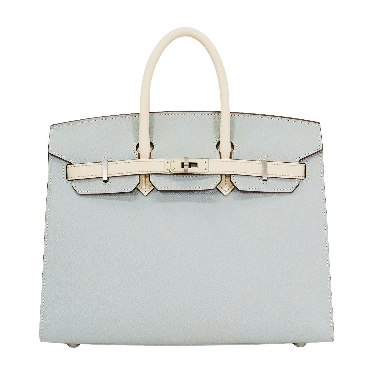 HERMES Handbag Birkin25 Sellier Verso Special Order HSS Cheval Stamp Bleu Glacier/Craie Veau Epsom Mat Silver HW Stamp W[EXCELLENT][Authentic]