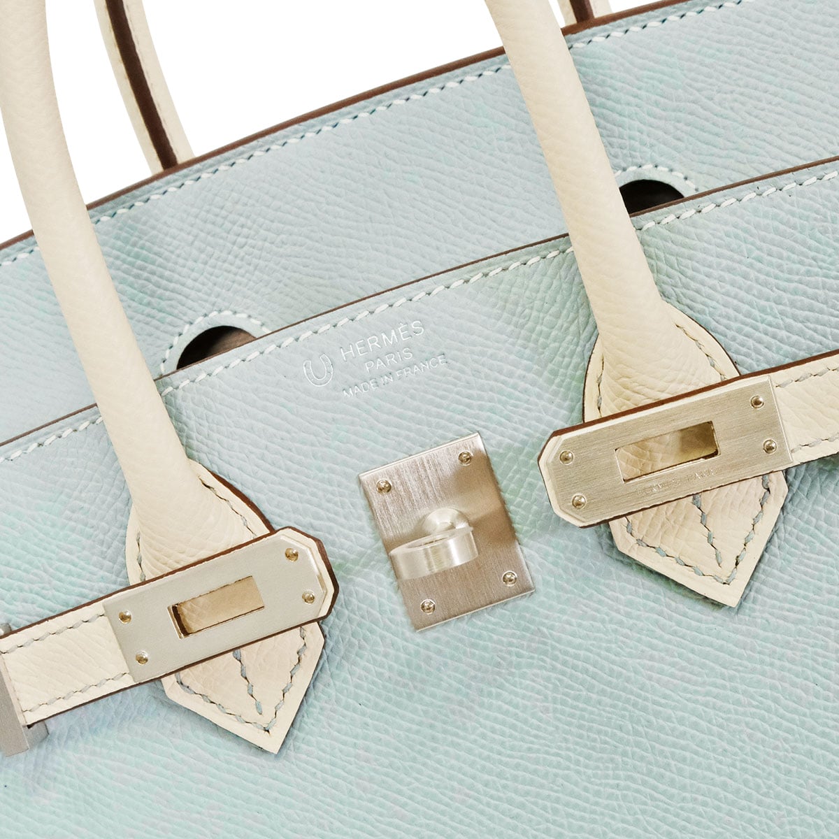 HERMES Handbag Birkin25 Sellier Verso Special Order HSS Cheval Stamp Bleu Glacier/Craie Veau Epsom Mat Silver HW Stamp W[EXCELLENT][Authentic]
