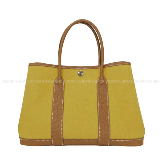 HERMES tote bag Garden Party 30 TPM Toile Militaire/Veau Negonda Silver HW Stamp Z[EXCELLENT][Authentic]