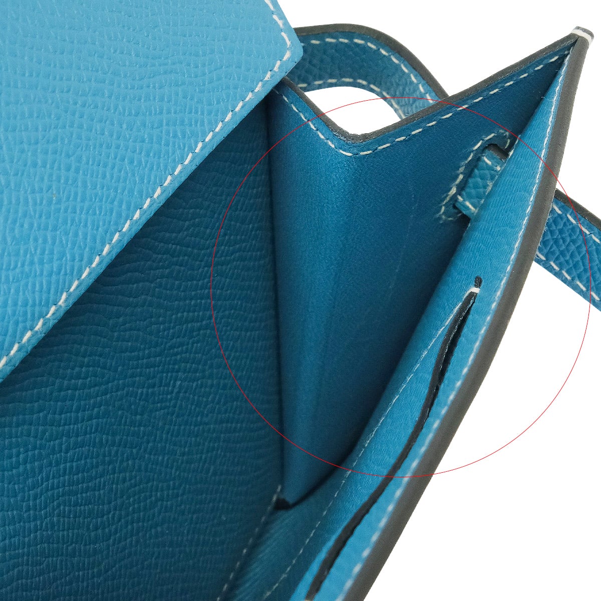 HERMES long wallet Kelly Wallet Long To Go New Bleu Jean Veau Epsom Silver HW Stamp W[ALMOST NEW][Authentic]