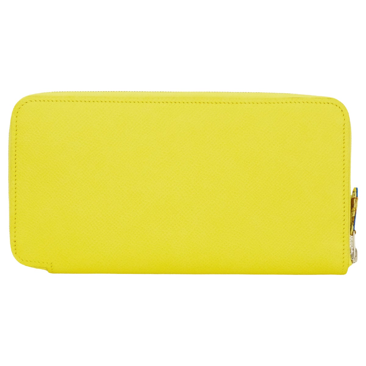 HERMES long wallet Azap Silk'in Long Collier de Chien Lime/Noir (Black) Veau Epsom/Silk100% Silver HW Stamp □R[EXCELLENT][Authentic]