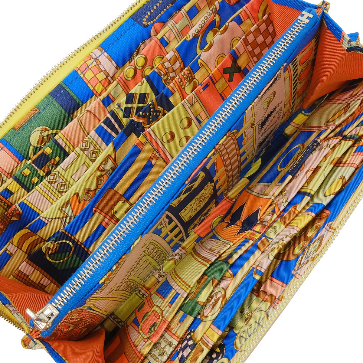 HERMES long wallet Azap Silk'in Long Collier de Chien Lime/Noir (Black) Veau Epsom/Silk100% Silver HW Stamp □R[EXCELLENT][Authentic]