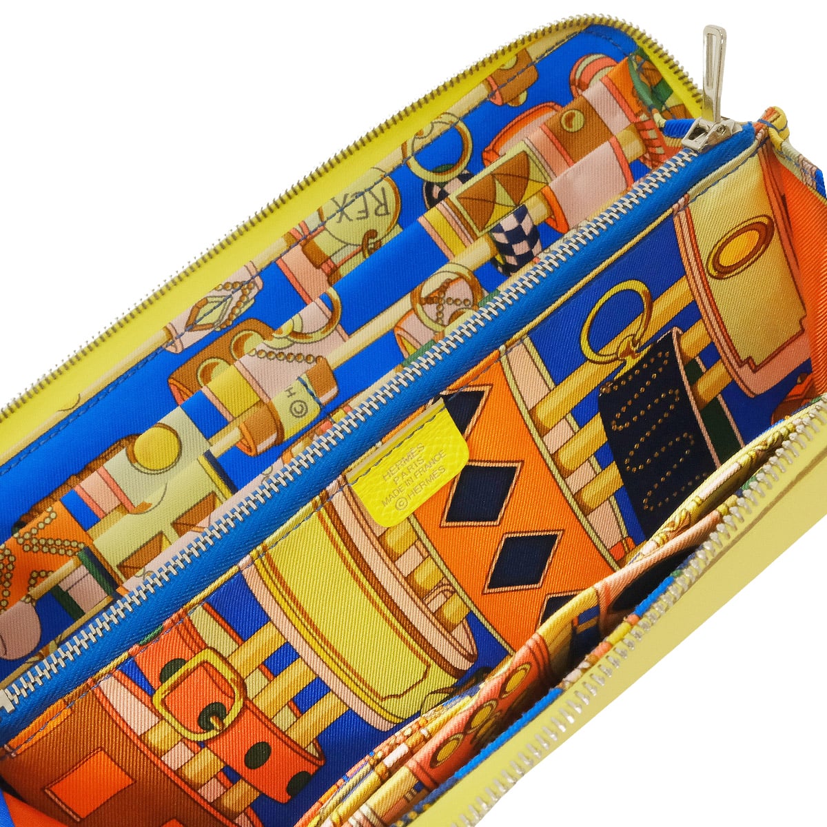 HERMES long wallet Azap Silk'in Long Collier de Chien Lime/Noir (Black) Veau Epsom/Silk100% Silver HW Stamp □R[EXCELLENT][Authentic]