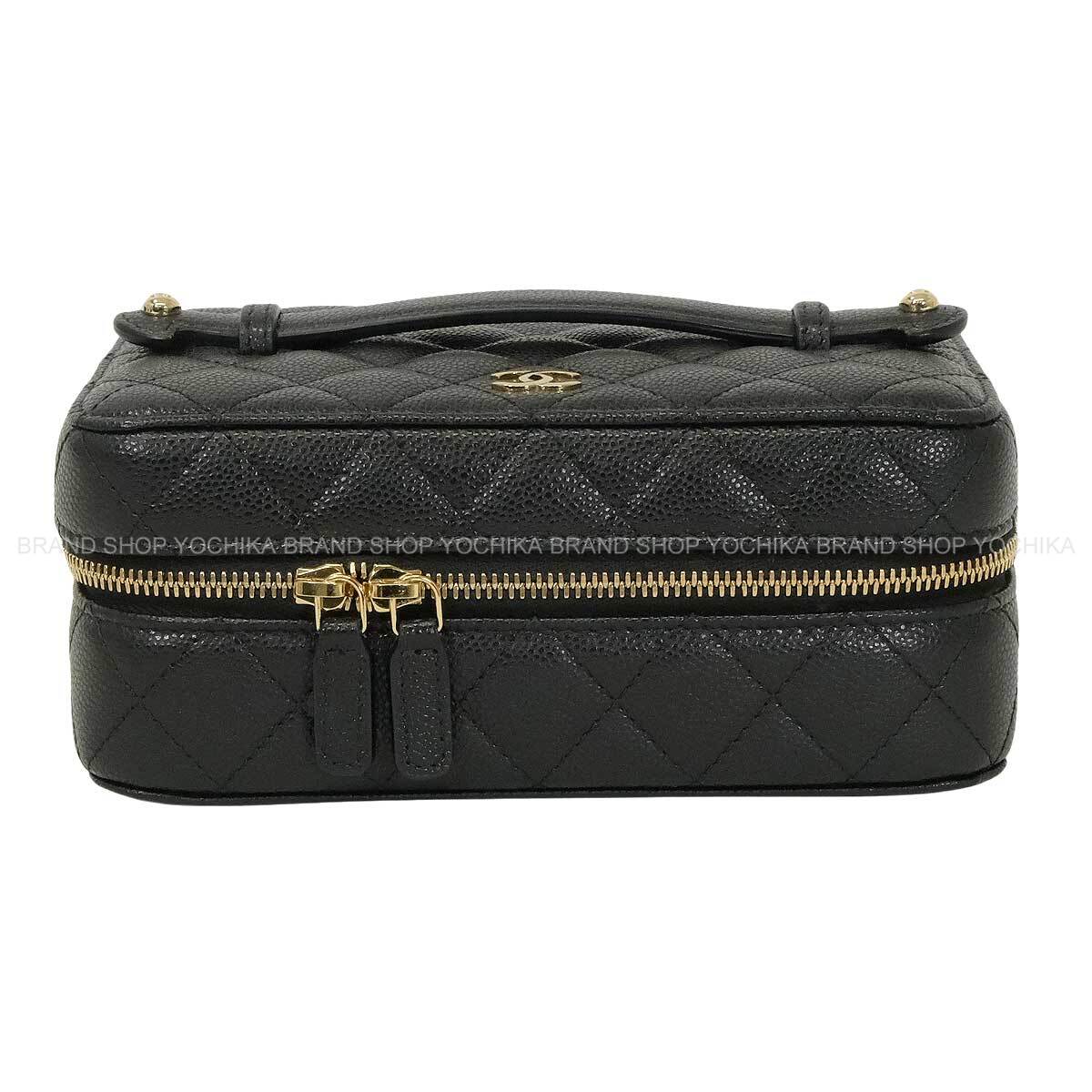 2025AW CHANEL Accessory Pouch Jewelry Box Vanity Case Matelasse COCO Mark with Mirror Noir (Black) Graind Calf(Caviarskin) Champagne Gold HW AP3685[EXCELLENT][Authentic]