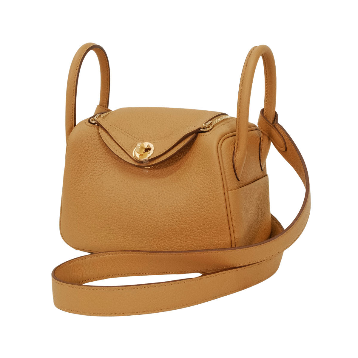 HERMES Shoulder bag Lindy mini 20 Biscuit Taurillon Clemence Gold HW Stamp K[BRAND NEW][Authentic]