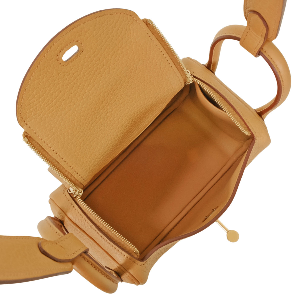 HERMES Shoulder bag Lindy mini 20 Biscuit Taurillon Clemence Gold HW Stamp K[BRAND NEW][Authentic]