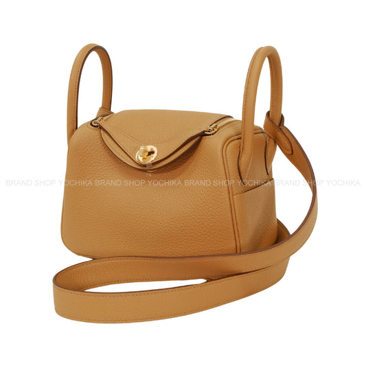 HERMES Shoulder bag Lindy mini 20 Biscuit Taurillon Clemence Gold HW Stamp K[BRAND NEW][Authentic]