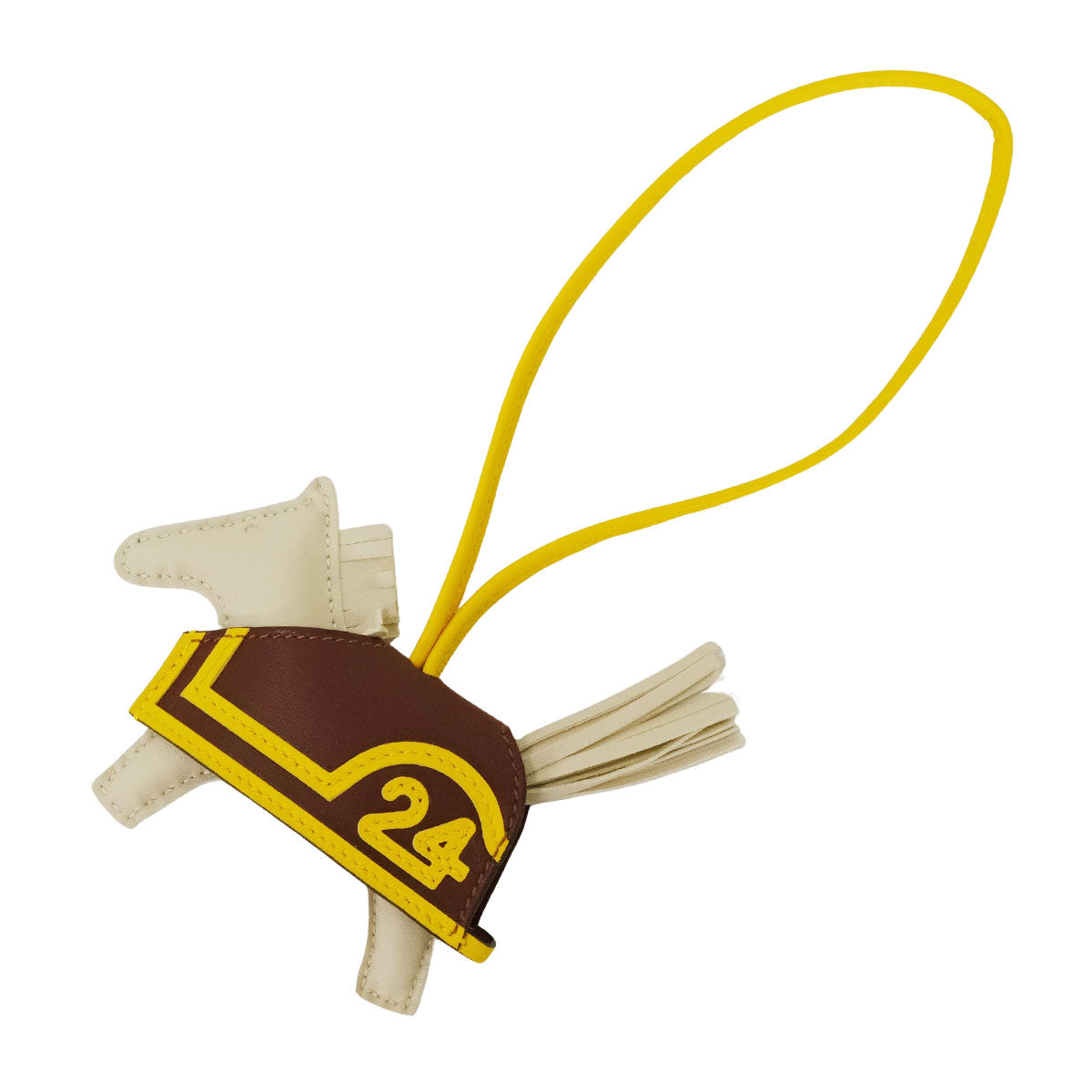 HERMES bag charm Rodeo Robeo Plush PM Craie/Terre/Jaune de Naples Agneau Milo Stamp K[BRAND NEW][Authentic]