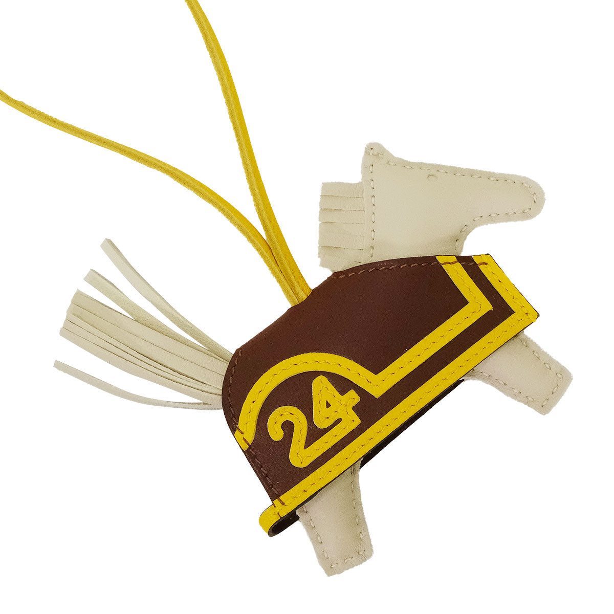 HERMES bag charm Rodeo Robeo Plush PM Craie/Terre/Jaune de Naples Agneau Milo Stamp K[BRAND NEW][Authentic]