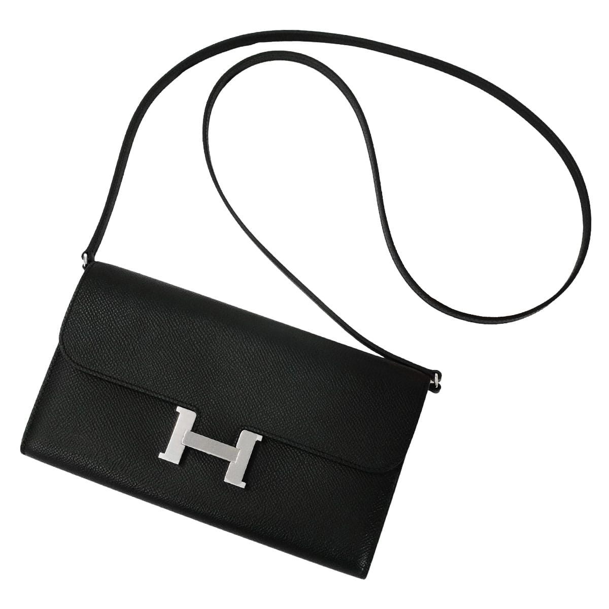 HERMES long wallet Constance Long wallet To Go Noir (Black) Veau Epsom Silver HW Stamp U[ALMOST NEW][Authentic]