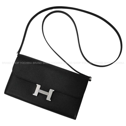 HERMES long wallet Constance Long wallet To Go Noir (Black) Veau Epsom Silver HW Stamp U[ALMOST NEW][Authentic]