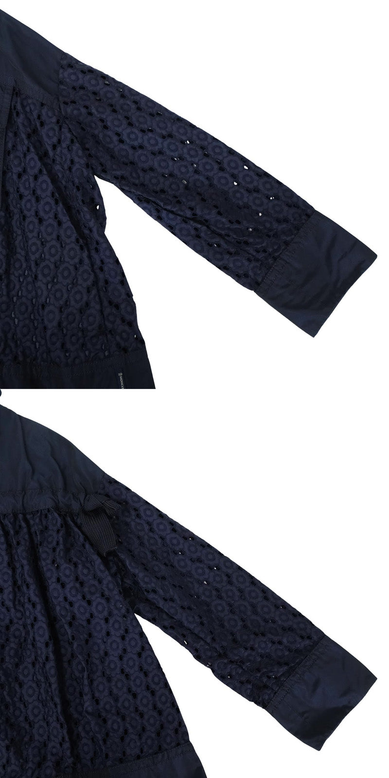 2018SS MONCLER Hooded sweatshirt Zip-up Hoodie OBSIDIENNE GIUBBOTTO Embroidery Lace Navy Cotton/Polyester #0 Silver HW D10934601480539CG[EXCELLENT][Authentic]