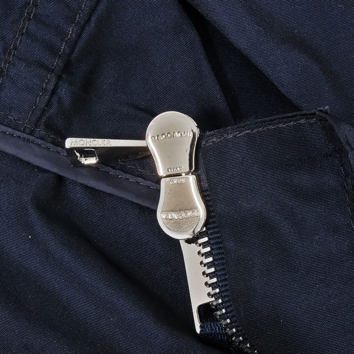 2018SS MONCLER Hooded sweatshirt Zip-up Hoodie OBSIDIENNE GIUBBOTTO Embroidery Lace Navy Cotton/Polyester #0 Silver HW D10934601480539CG[EXCELLENT][Authentic]