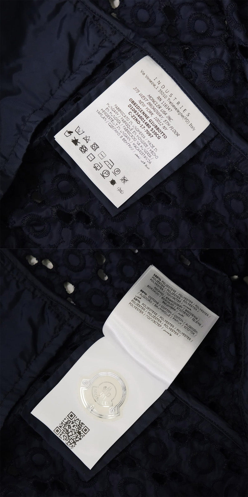 2018SS MONCLER Hooded sweatshirt Zip-up Hoodie OBSIDIENNE GIUBBOTTO Embroidery Lace Navy Cotton/Polyester #0 Silver HW D10934601480539CG[EXCELLENT][Authentic]