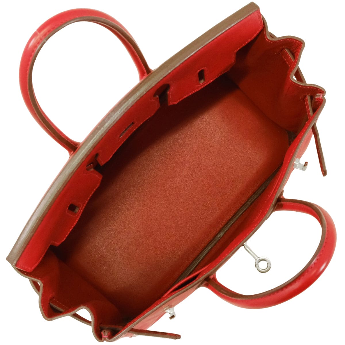 [Pre-loved] HERMES Handbag Birkin25 Vermillon Veau Swift Silver HW Stamp □R[USED SA][Authentic]