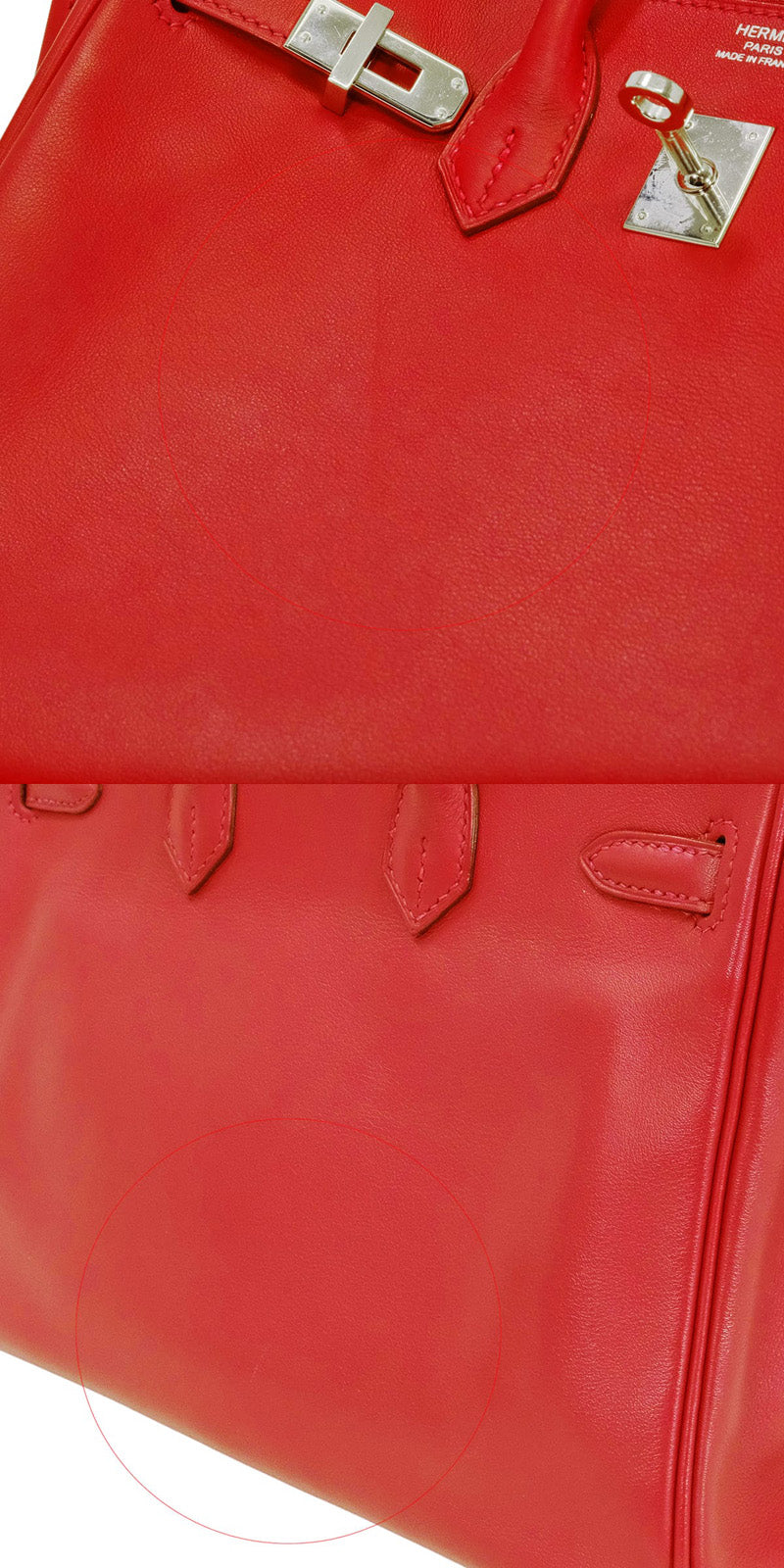 [Pre-loved] HERMES Handbag Birkin25 Vermillon Veau Swift Silver HW Stamp □R[USED SA][Authentic]