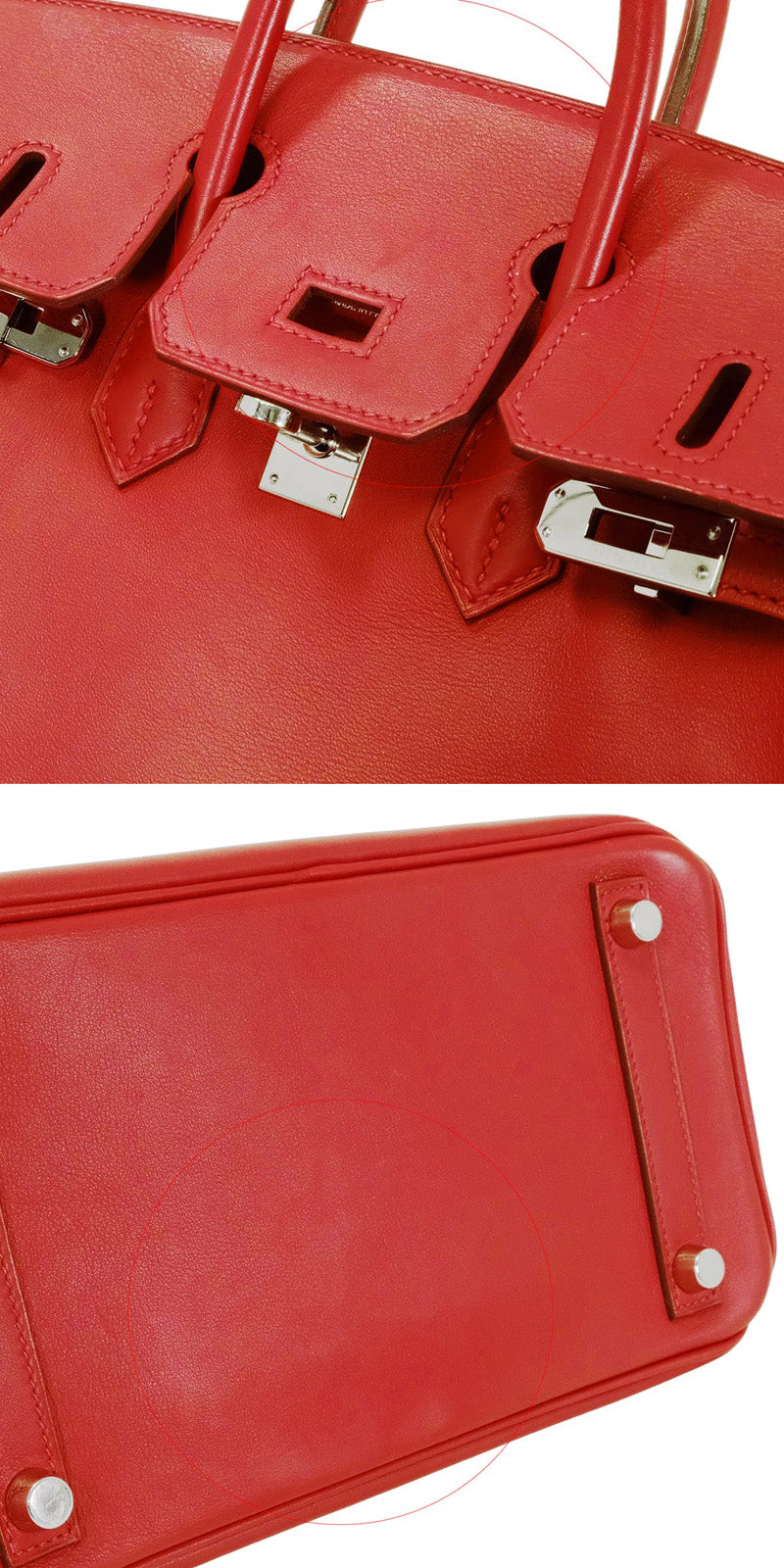 [Pre-loved] HERMES Handbag Birkin25 Vermillon Veau Swift Silver HW Stamp □R[USED SA][Authentic]