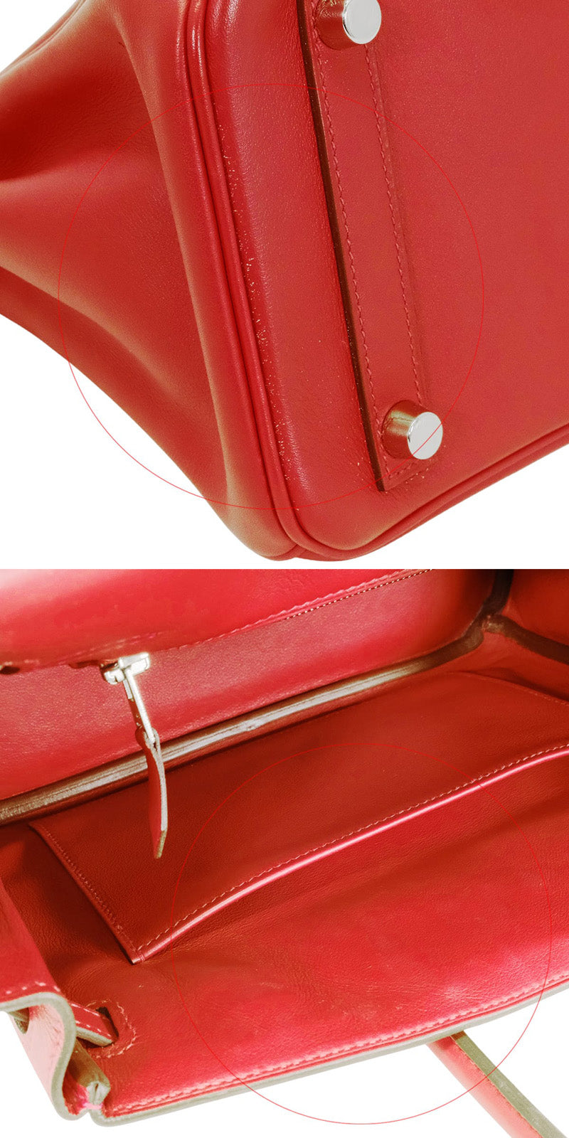 [Pre-loved] HERMES Handbag Birkin25 Vermillon Veau Swift Silver HW Stamp □R[USED SA][Authentic]