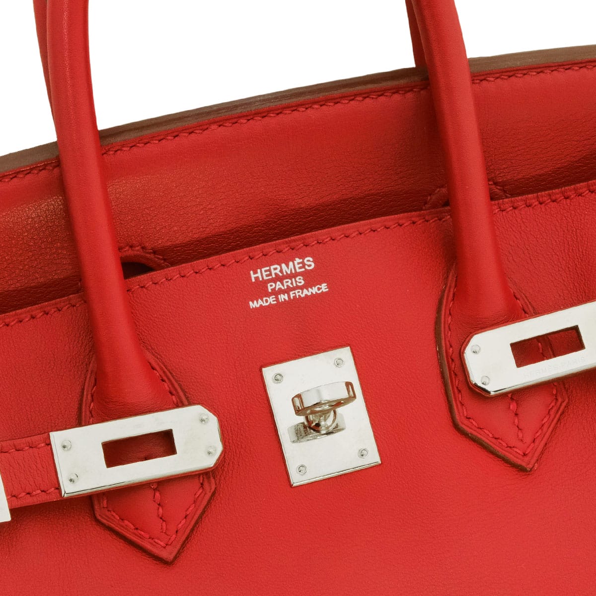 [Pre-loved] HERMES Handbag Birkin25 Vermillon Veau Swift Silver HW Stamp □R[USED SA][Authentic]