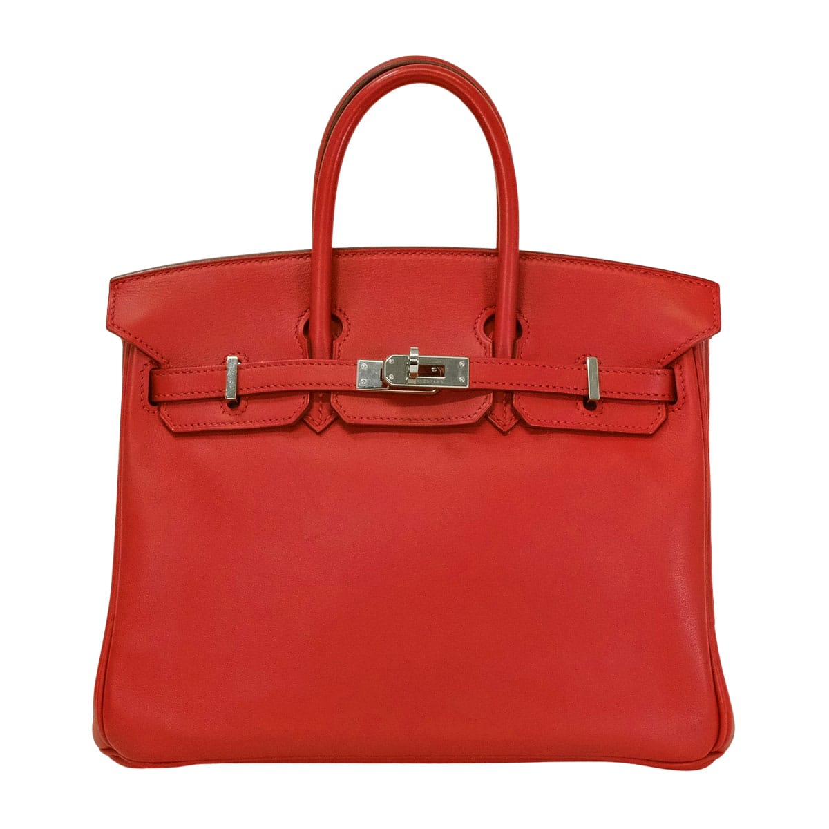 [Pre-loved] HERMES Handbag Birkin25 Vermillon Veau Swift Silver HW Stamp □R[USED SA][Authentic]