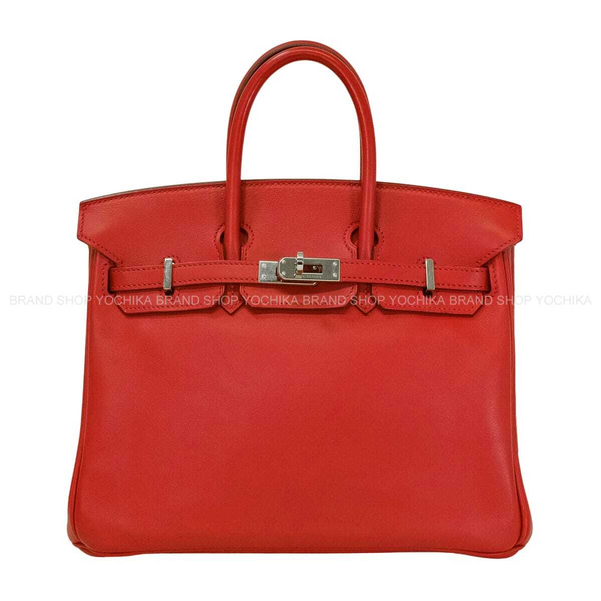 [Pre-loved] HERMES Handbag Birkin25 Vermillon Veau Swift Silver HW Stamp □R[USED SA][Authentic]