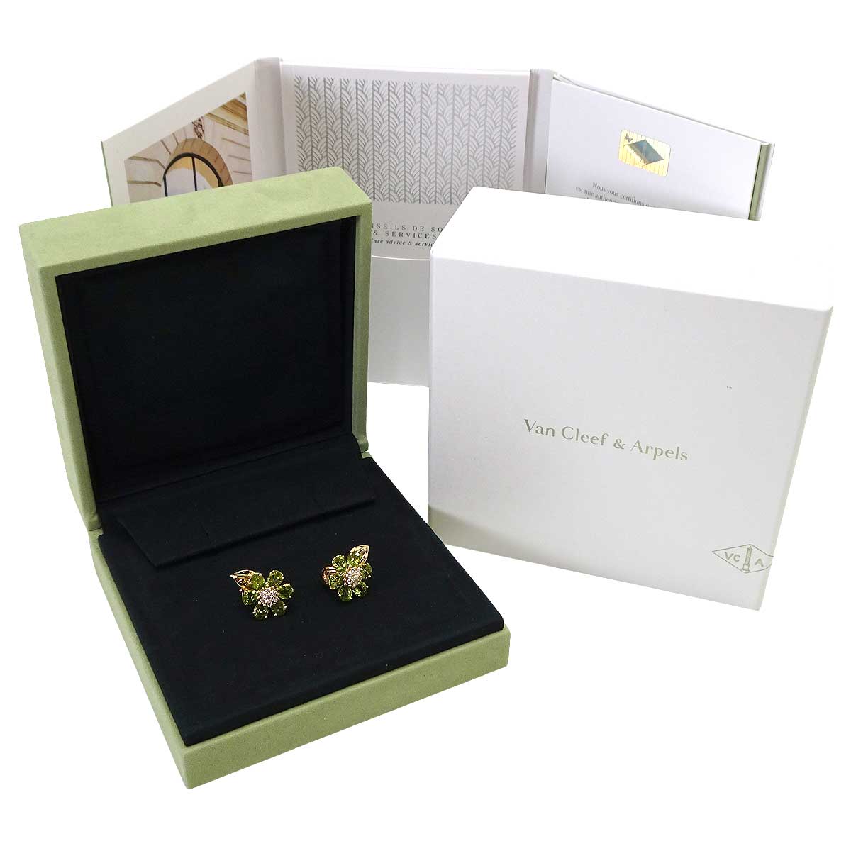Van Cleef & Arpels pierced earring Fleur d'Hawai K18YG/Peridot VCARPHKD00[EXCELLENT][Authentic]