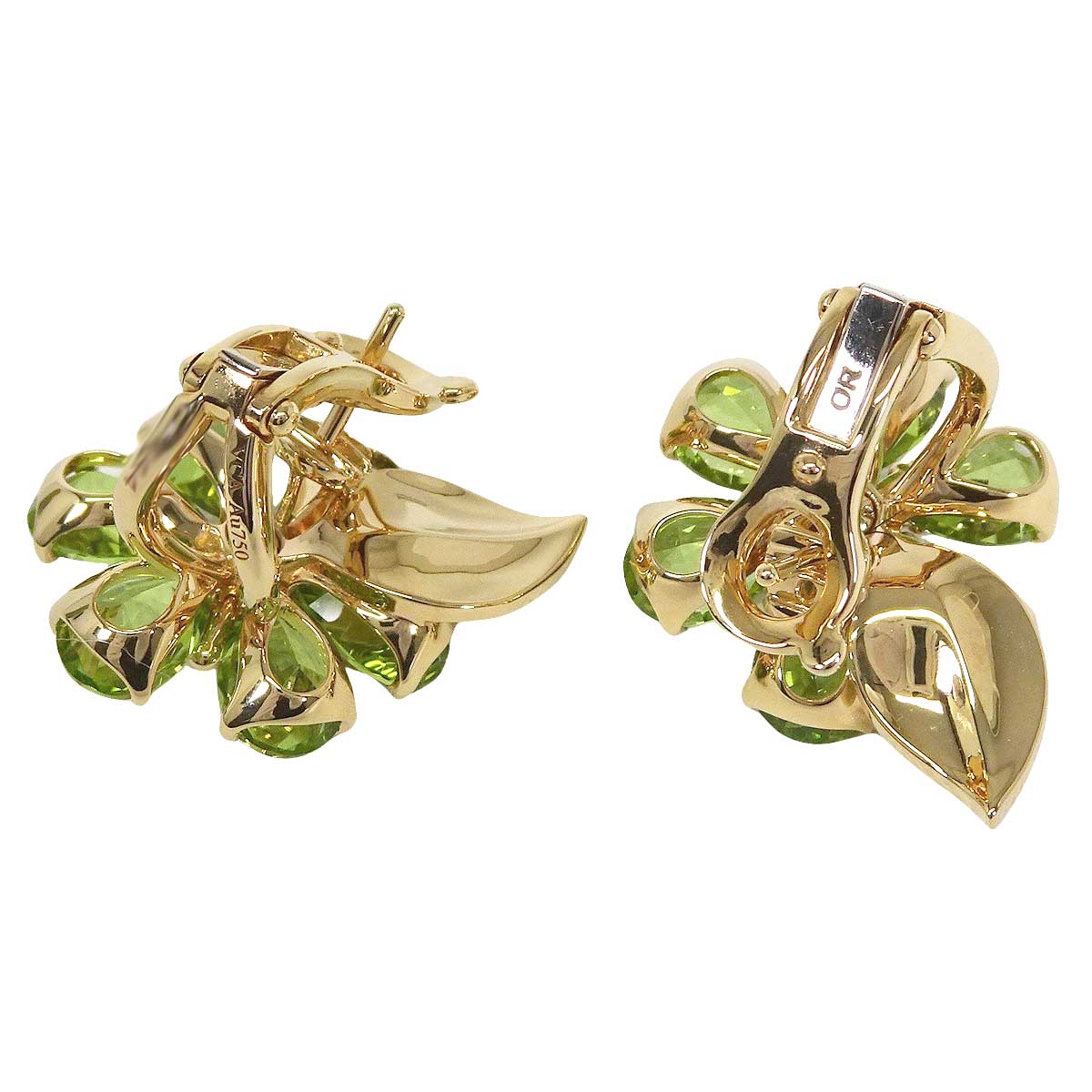 Van Cleef & Arpels pierced earring Fleur d'Hawai K18YG/Peridot VCARPHKD00[EXCELLENT][Authentic]