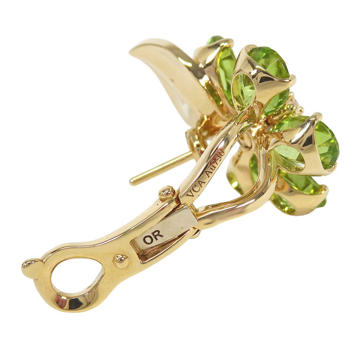 Van Cleef & Arpels pierced earring Fleur d'Hawai K18YG/Peridot VCARPHKD00[EXCELLENT][Authentic]