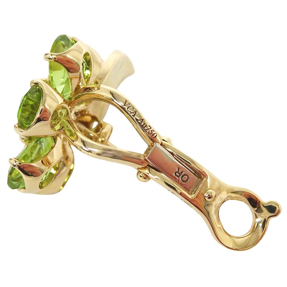 Van Cleef & Arpels pierced earring Fleur d'Hawai K18YG/Peridot VCARPHKD00[EXCELLENT][Authentic]