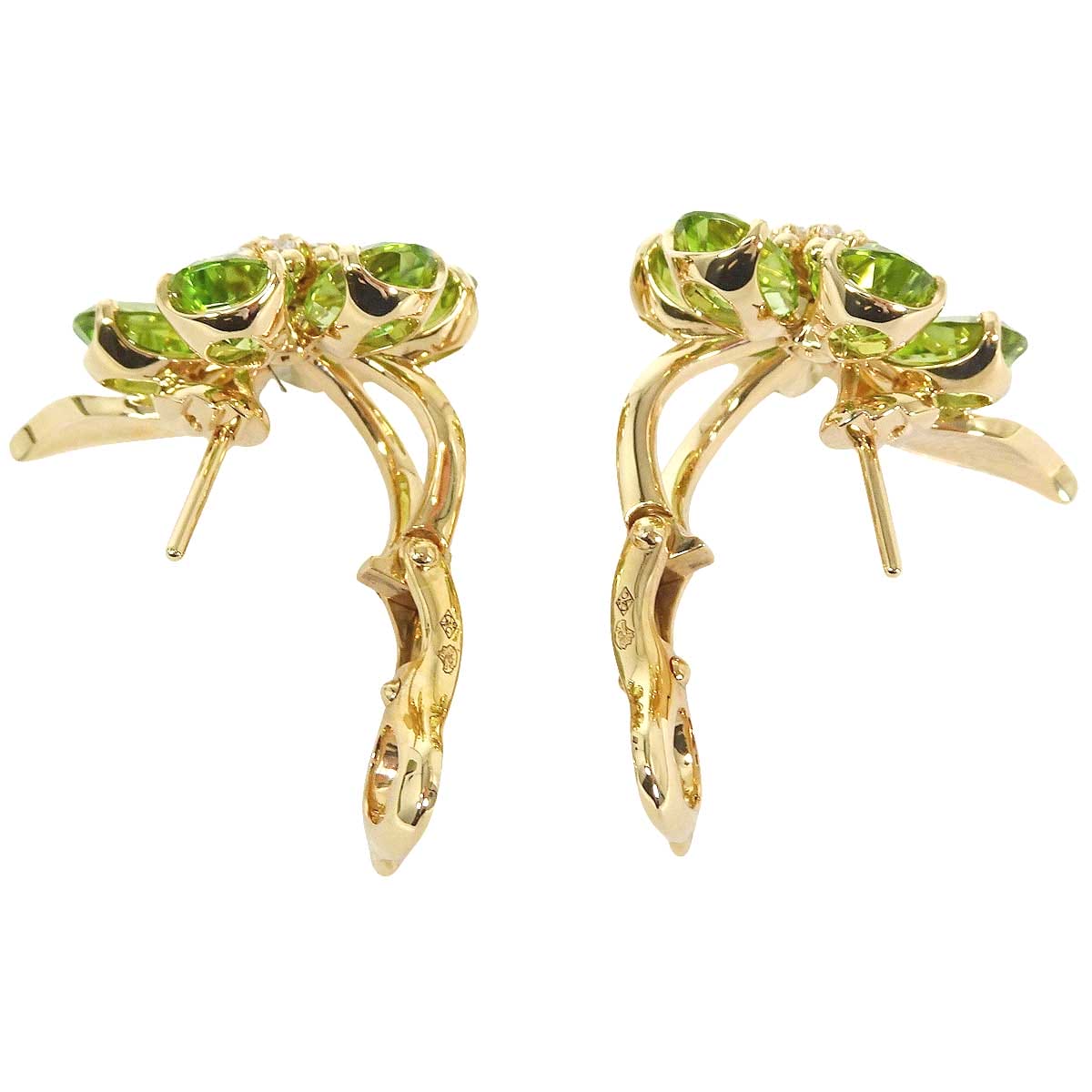 Van Cleef & Arpels pierced earring Fleur d'Hawai K18YG/Peridot VCARPHKD00[EXCELLENT][Authentic]