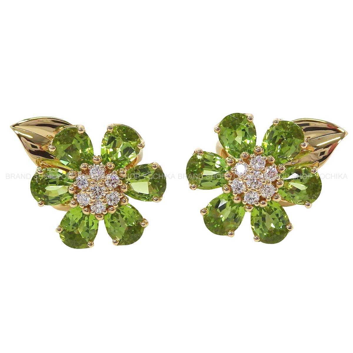 Van Cleef & Arpels pierced earring Fleur d'Hawai K18YG/Peridot VCARPHKD00[EXCELLENT][Authentic]