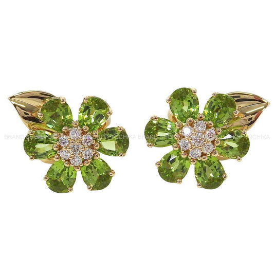 Van Cleef & Arpels pierced earring Fleur d'Hawai K18YG/Peridot VCARPHKD00[EXCELLENT][Authentic]
